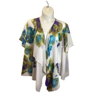 Susan Graver Elegant White Kimono, Plus Size 2X
